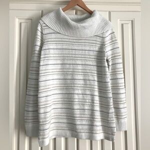 Charter Club XL Sparkly Striped Cowl Neck Knit Turtleneck Sweater